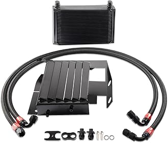 G-PLUS Engine Transmission Oil Cooler Kit Upgrade 25 Row Aluminum Compatible With BMW 3 SERIES 335I E90 E92 N54 Black