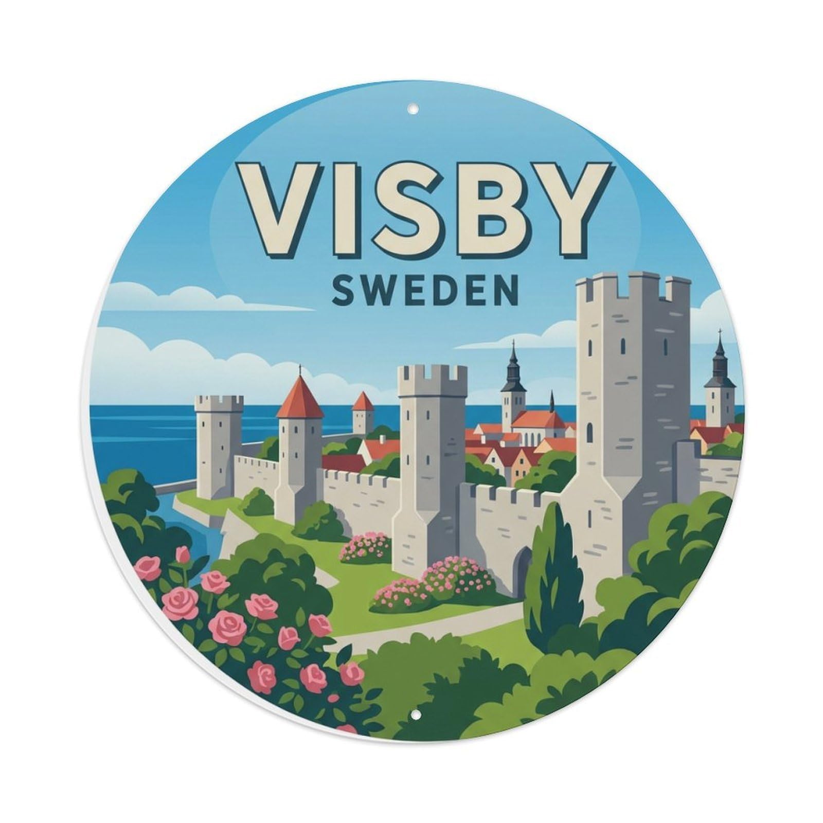 Galvaxio Style Vintage Travel Sweden Visby Metal Tin Sign