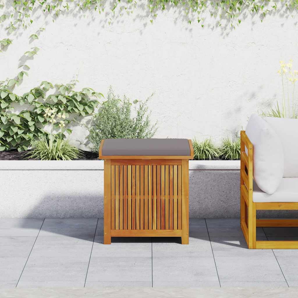 Scatola per cuscini esterni, 60 x 50 x 61 cm, acacia massiccia | Con Coperchio, Borsa Impermeabile Interno, Doghe Ventilate, Stoccaggio Giardino