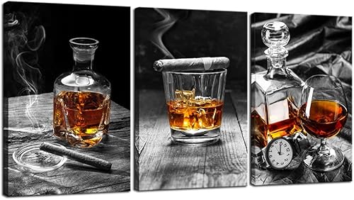 Sechars - Lienzo impreso en lienzo para pared, diseño de whisky de cigarros