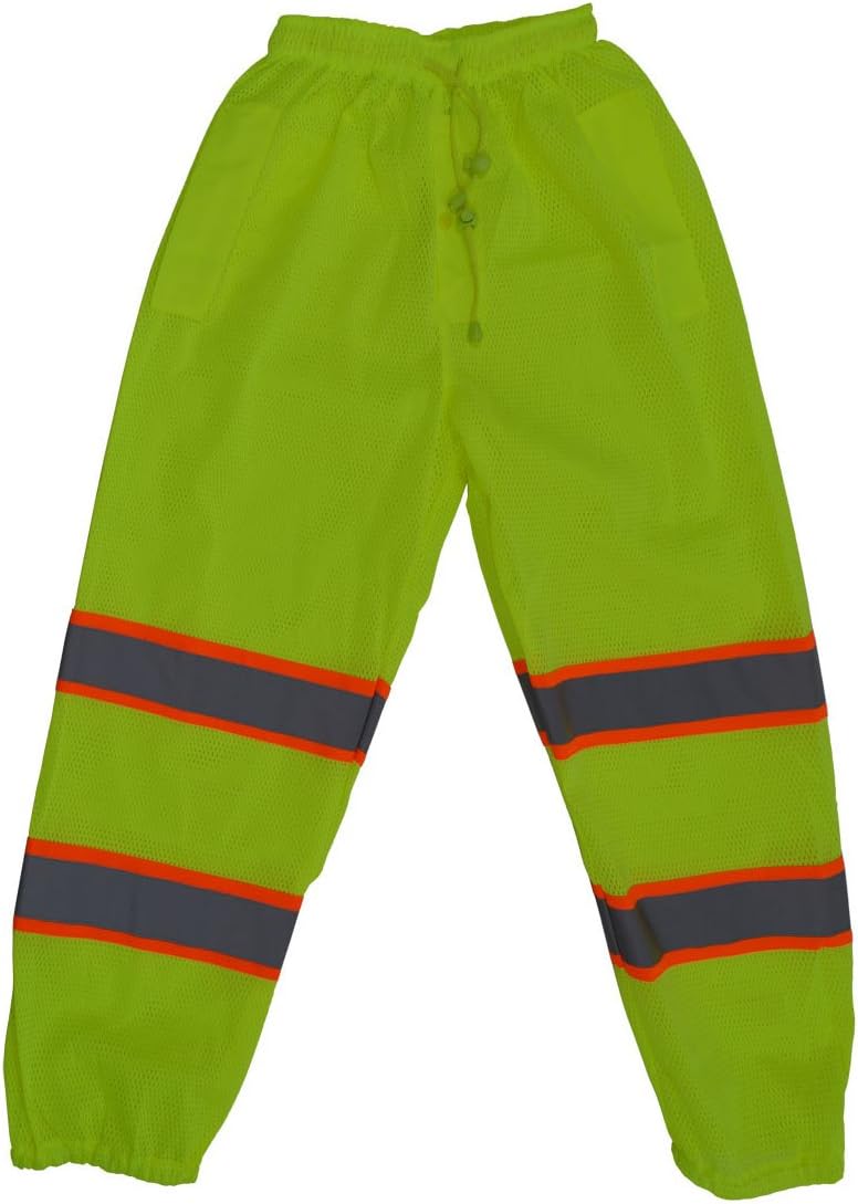 Petra Roc LMPO-CE-L/XL Orange Contrast Binding Traffic Pants, Large/X-Large, Lime Mesh
