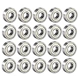 uxcell 608ZZ Deep Groove Ball Bearing Double Shield 608-2Z 80018, 8mm x 22mm x 7mm High Carbon Steel Z1 Bearings (Pack of 20)