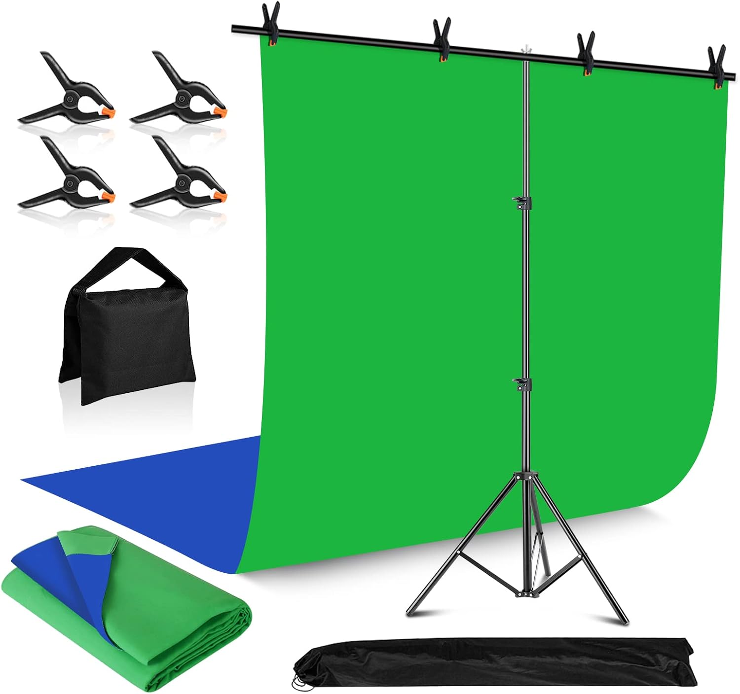 MSKIRA Blue Green Screen Backdrop with Stand Kit, 6.5 X 6