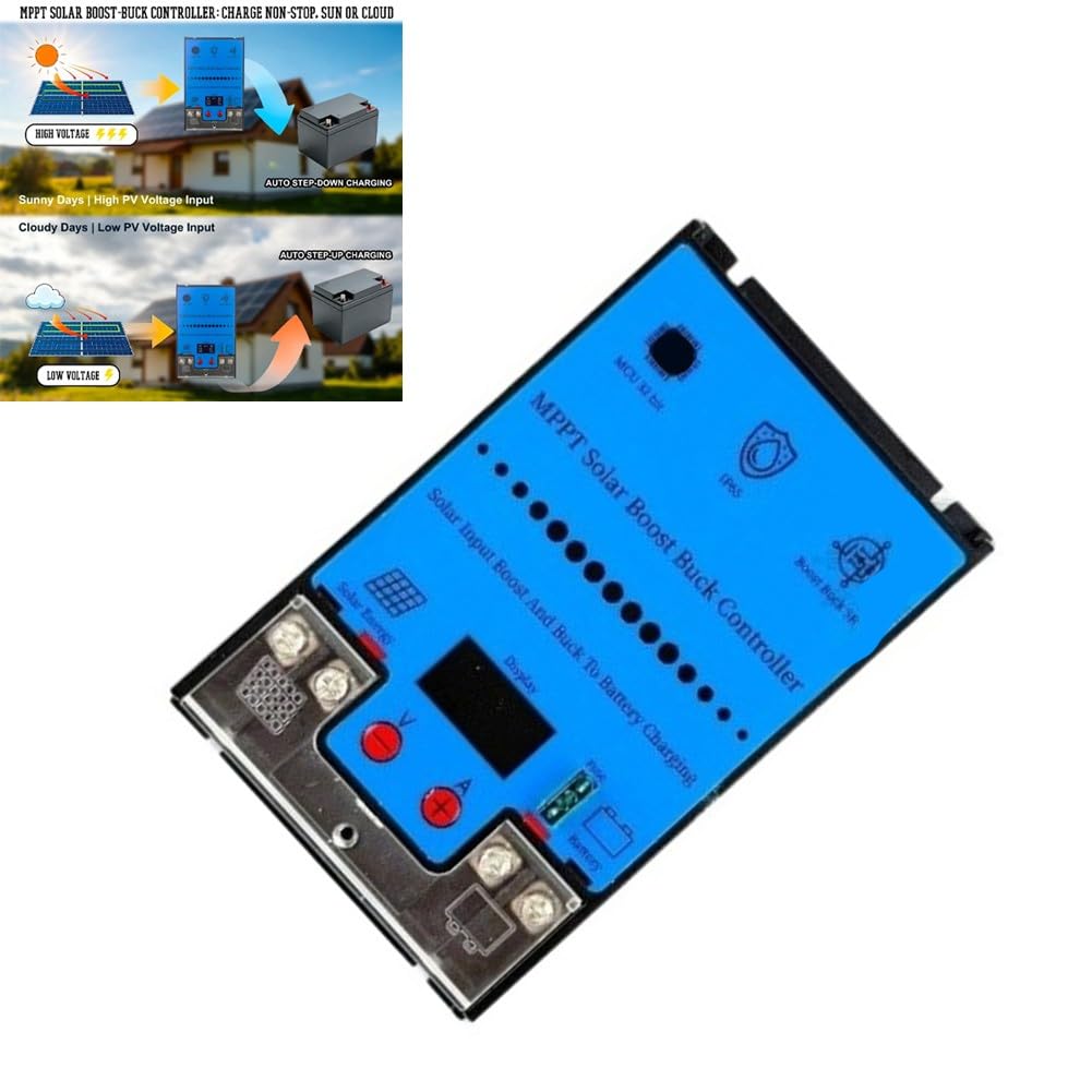 Pour régulateur de charge solaire MPPT 300 W 500 W, entrée 12 V-80 V vers sortie 12 V-88 V, convertisseur montant et descendant, affichage LCD pour batterie au lithium LiFePO4 (15 A, 500 W)