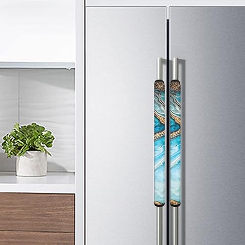Miniatura 7 de Manijas de repuesto para refrigerador con estampado de mármol azul, 8 unidades, protector de decoración para horno, microondas, lavavajillas,
