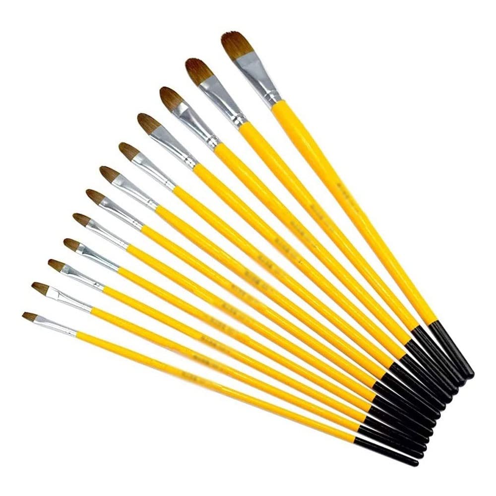 XBTGS Juego de 6 pinceles de pintura al óleo de cola larga con mango de madera, suministros de arte, acuarela, artículos de papelería, juegos de pinceles,