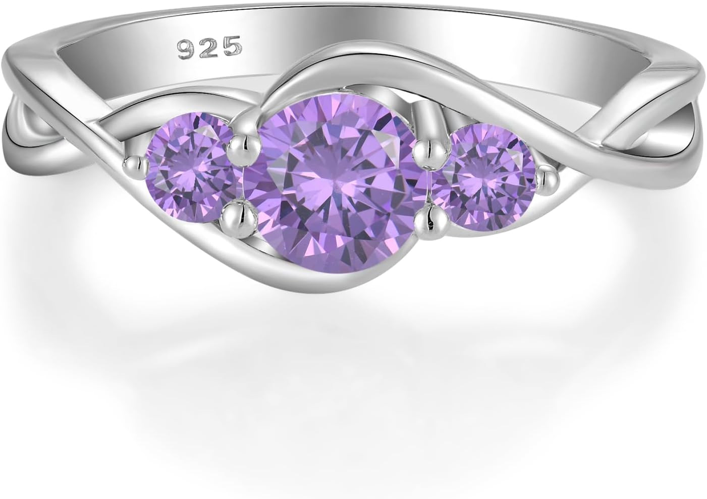 STARCHENIE Promise Ring for her 925 Sterling Silver 3-Stone Infinity Birthstone Rings for Women Size 5-10