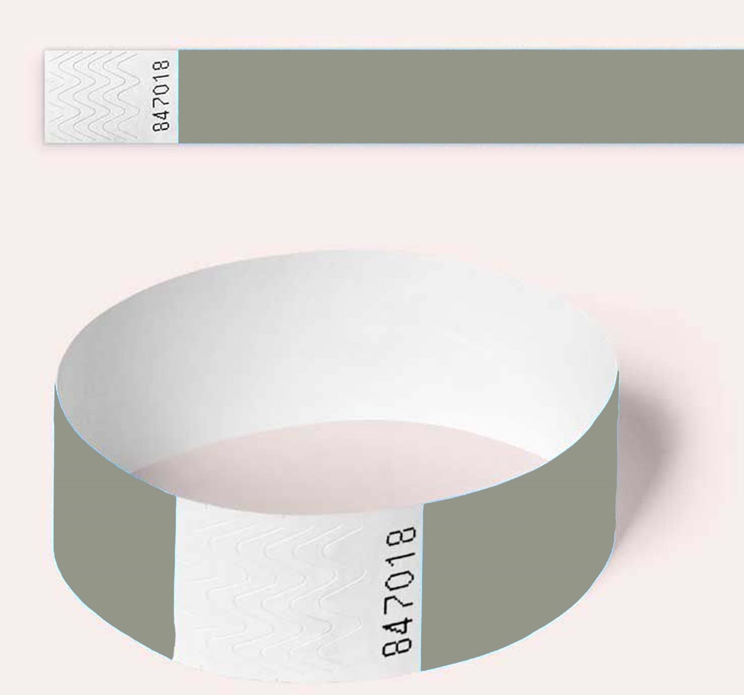 Event identification paper wristbands TYVECK 19 * 25 mm (Silver, 100 pcs)