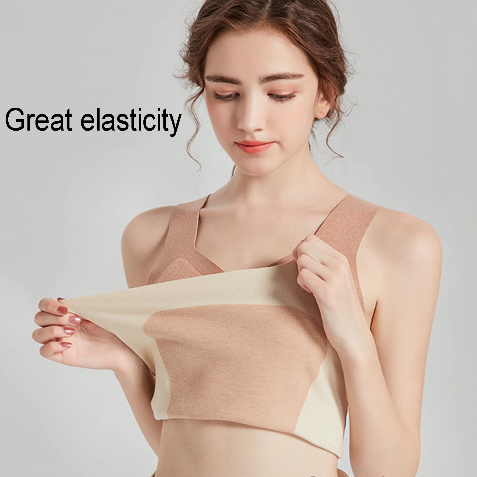 Damska bielizna termiczna Vest Top, bez rękawów, dekolt w serek, elastyczna dwustronna podkoszulek z puchu, warstwa podstawowa Camisole Bielizna nocna, w zestawie ze zintegrowanym T-shirtem z wkładk