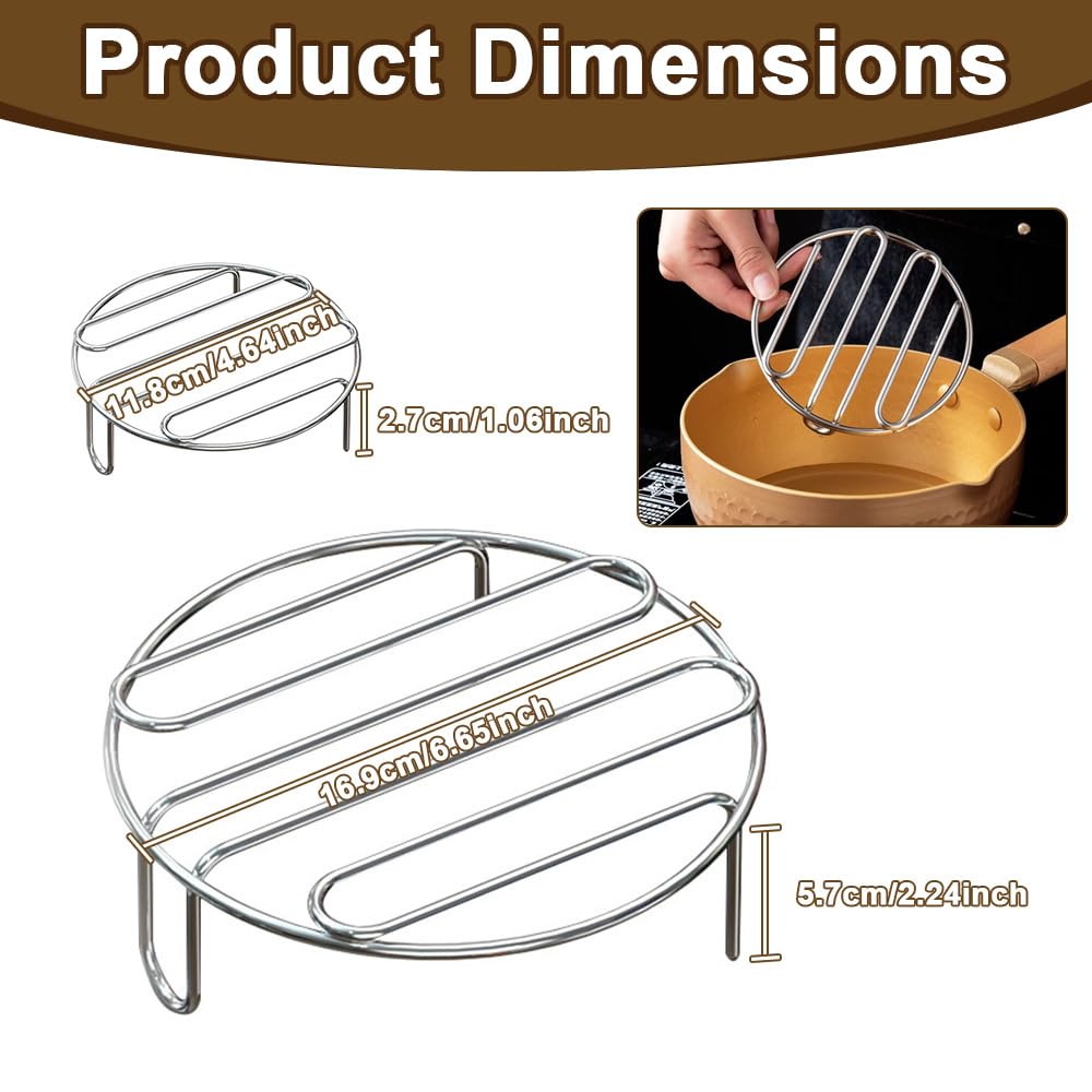 Grille de Refroidissement en Acier Inoxydable Rond 2 Pièces pour Cuisson et Rôtissage