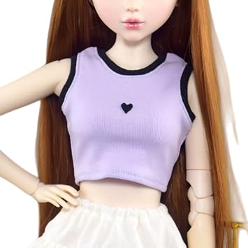 Handmade BJD Tank Top Vest Heart Dress Clothes for 1/3 1/4 1/6 Ball Jointed Dolls DIY for 1/3 BJD Doll,Purple