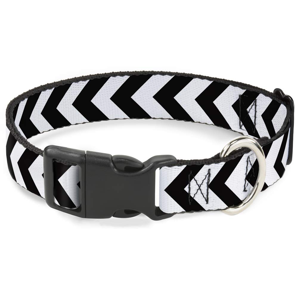Collar para perro pequeño Chevron2 Blanco/Negro que evita rozaduras con clip de plástico