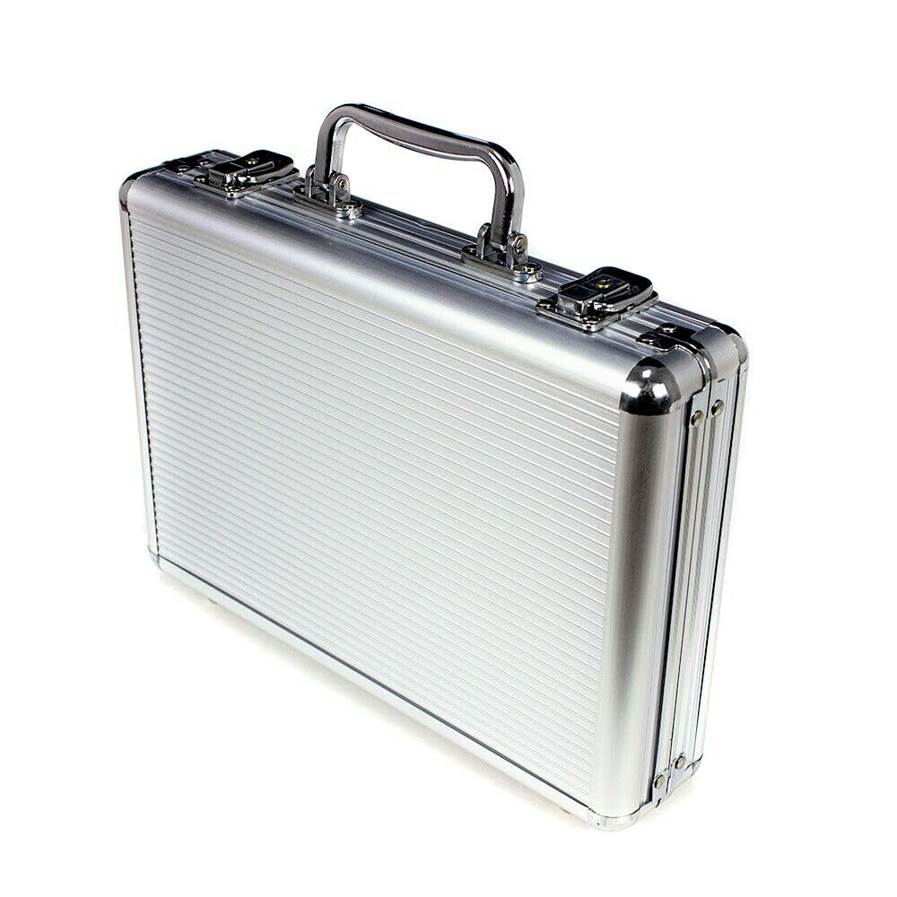 Set de Poker Maletín Premium de Aluminio con 200 fichas, Dos Barajas de Cartas, 5 Dados y ficha Dealer, Estuche portátil, Blackjack.