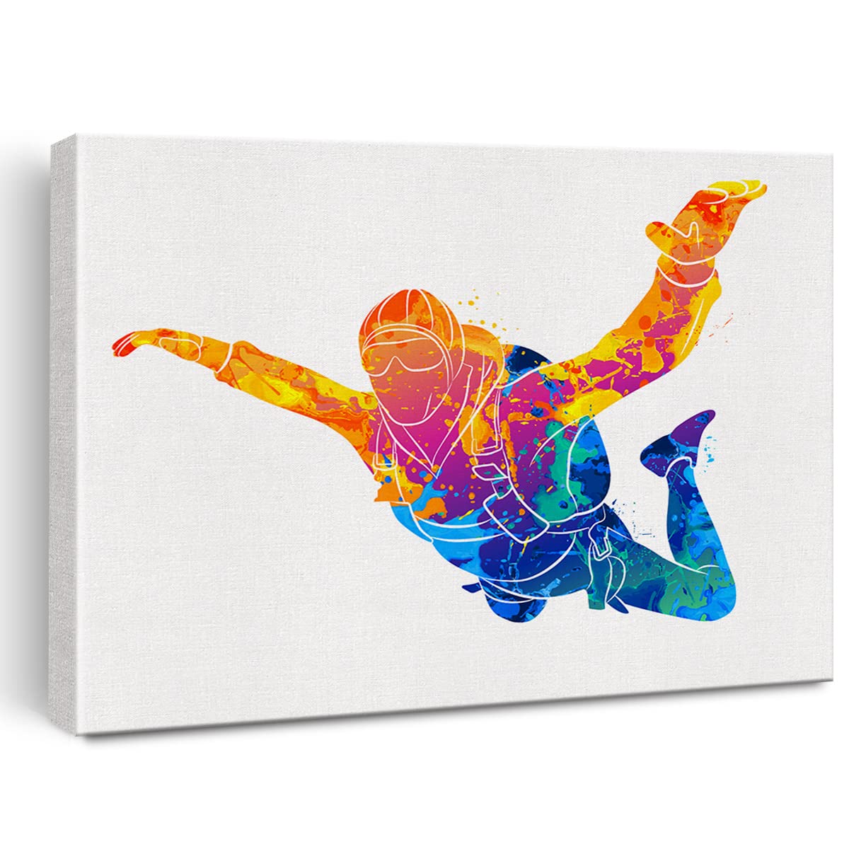 Parachute Watercolor Wall Jump Hanging Skydiving Canvas Painting Prints for Home Office Wall Decor Framed Sports Artwork Gifts(12x15)