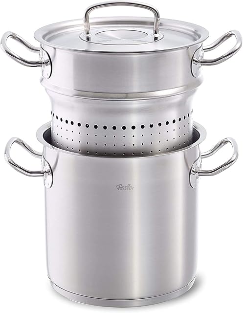 Fissler Multi-Star Original Profi Collection / Saucepan, Pasta Pot Incl. Sieve Insert for Pasta, Vegetables (Stainless Steel, Induction, Ø 20 cm) - 084-103-20-002/0