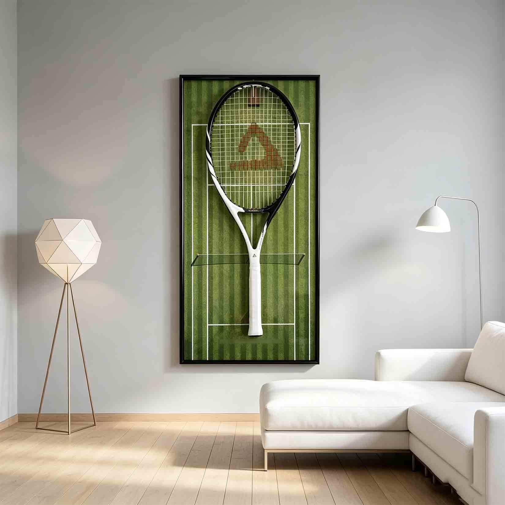 Pandahat Wandmontierter Tennis-Rack Für Tennis Fans und Spieler Tennisball und Schläger Bilder Wandhalterung für Tennisschläger(A)