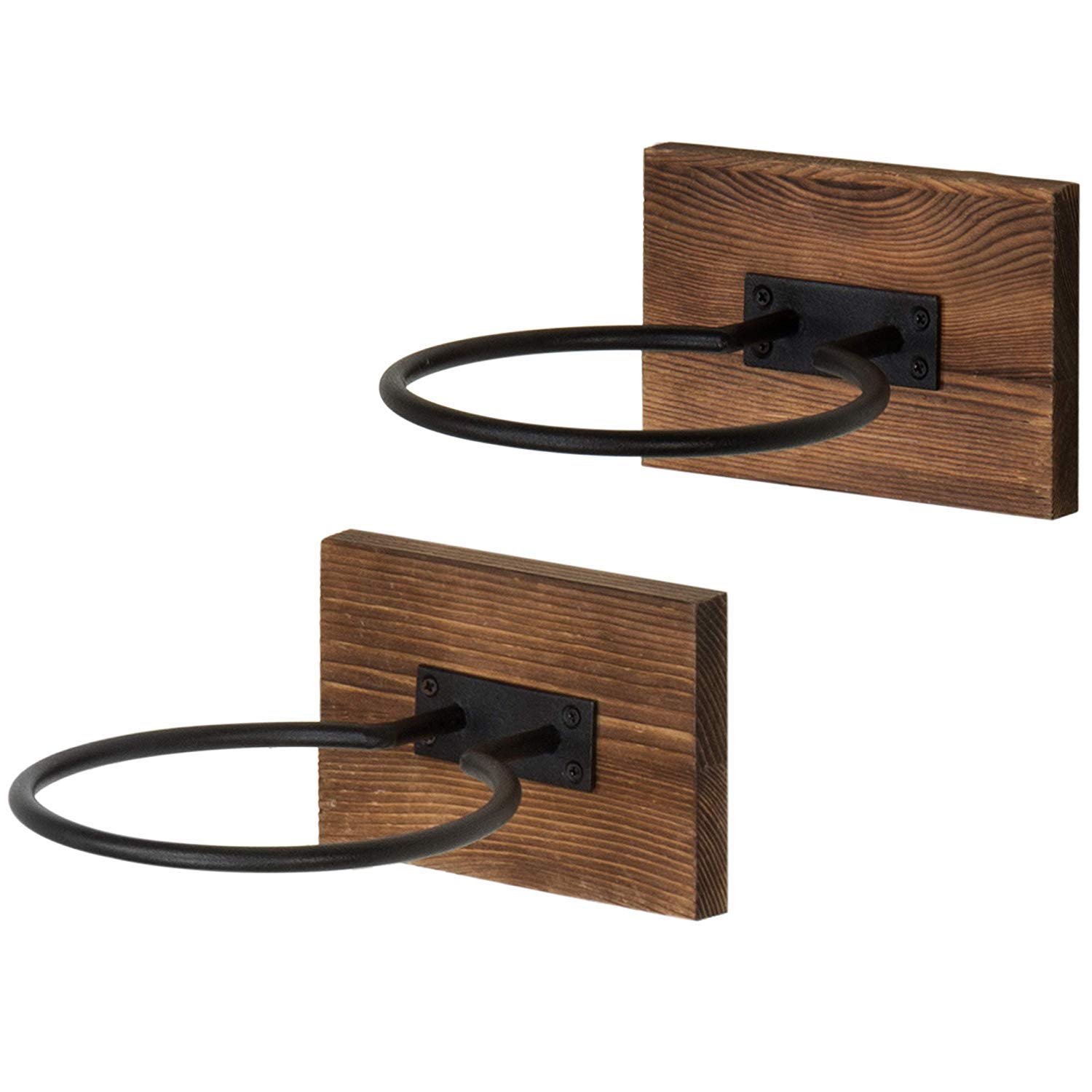 INDIAN DECOR 1788 Wood & Metal Wall-Mounted Sports Ball Holder Storage, Set of 2 3