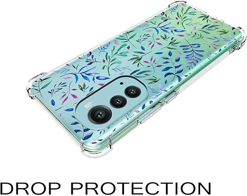 Miniatura 3 de Funda compatible con Motorola Moto Edge 2022, diseño de hojas azules y moradas, diseño de acuarela floral para Moto para niñas, mujeres, funda de