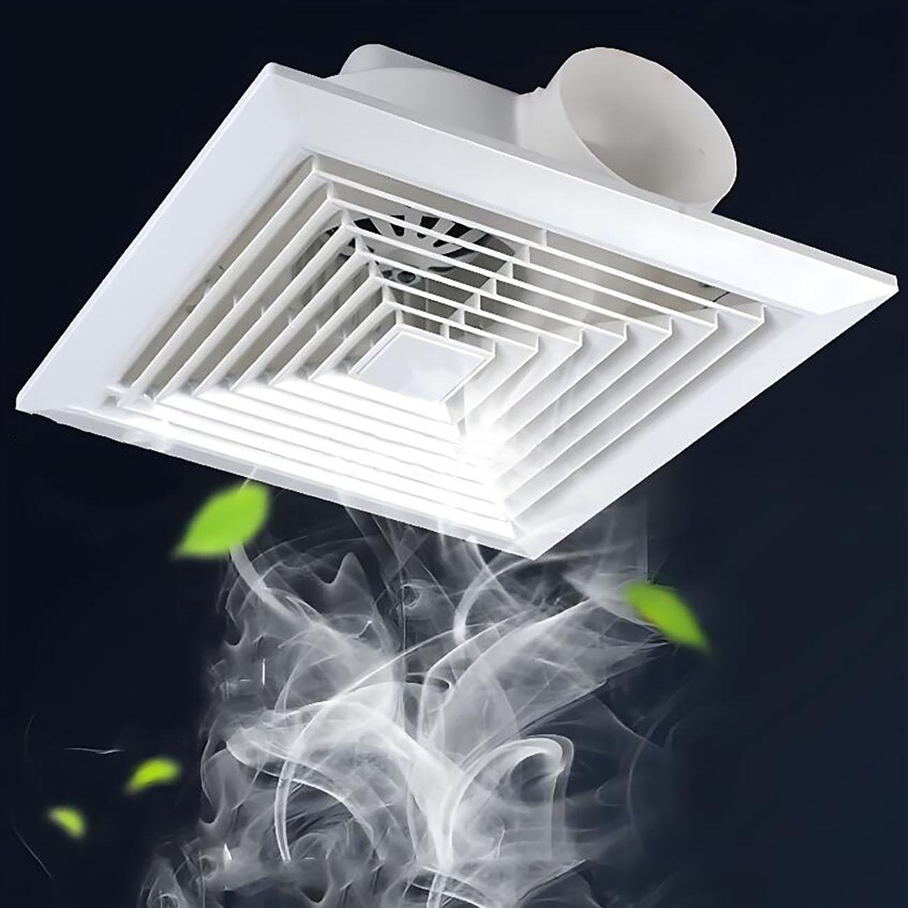 ICEMOB Aspiratore Bagno,Strattore Aria Silenzioso Soffitto,Ventola Aspirazione Cucina con Valvola di Ritegno,per Garage, Soffitta,Pannello Ignifugo in ABS,16 inch
