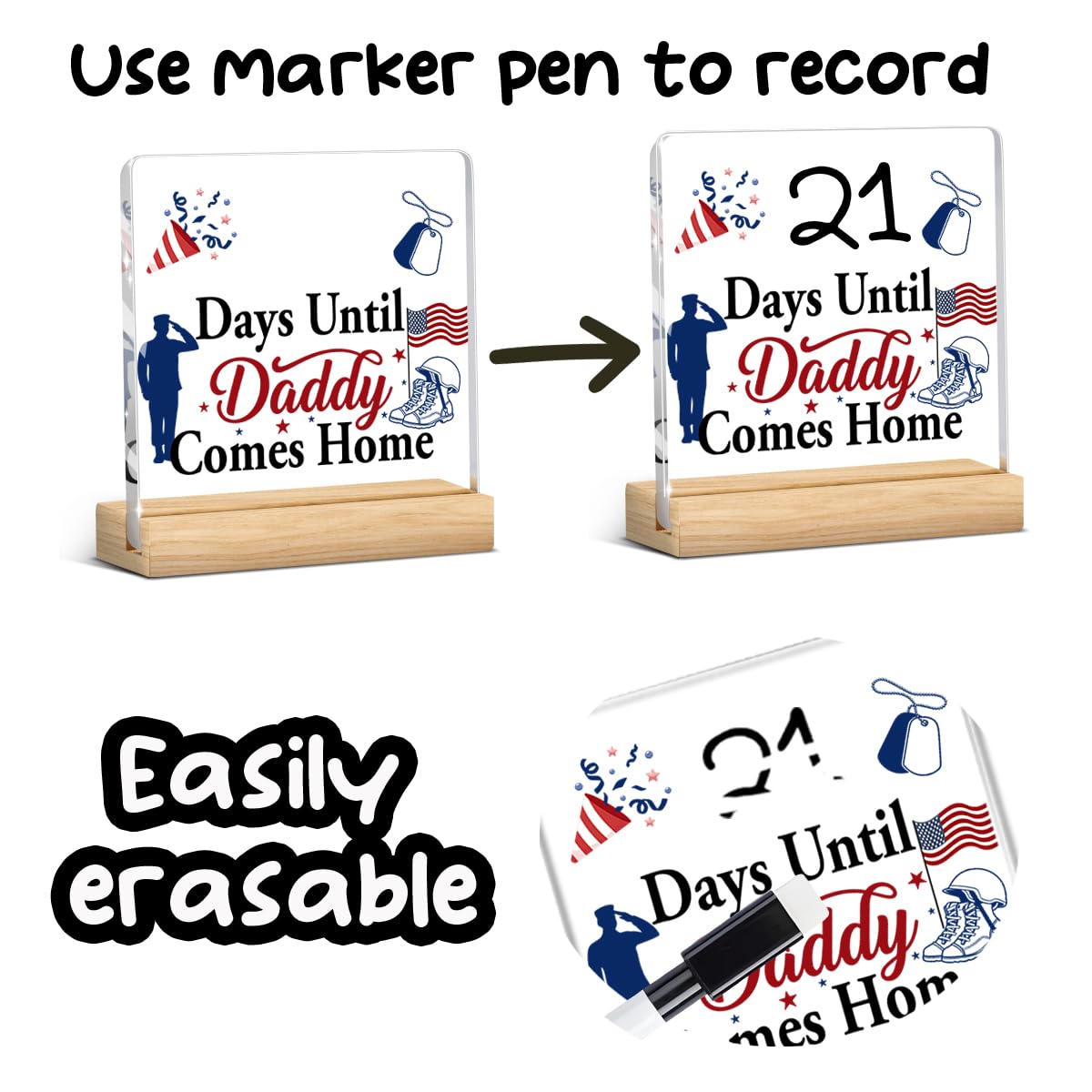 Funny Deployment Countdown Calendar Deployment Decorations Gifts for Hero Home Hero Military Gifts Kids Colleagues Family Countdown Gifts for Him Her 4 X 4 Inch