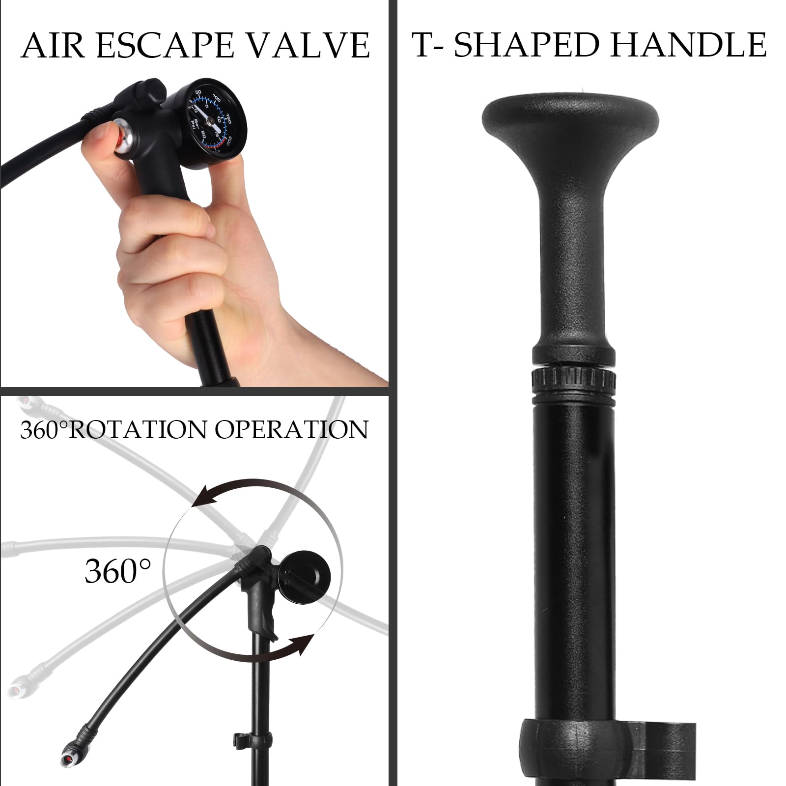 Pompe à Amortisseur Haute Pression(Max 300 PSI), 3 en 1 pour Fourche et Suspension arrière &Shock Absorber,Mini Pompe Velo