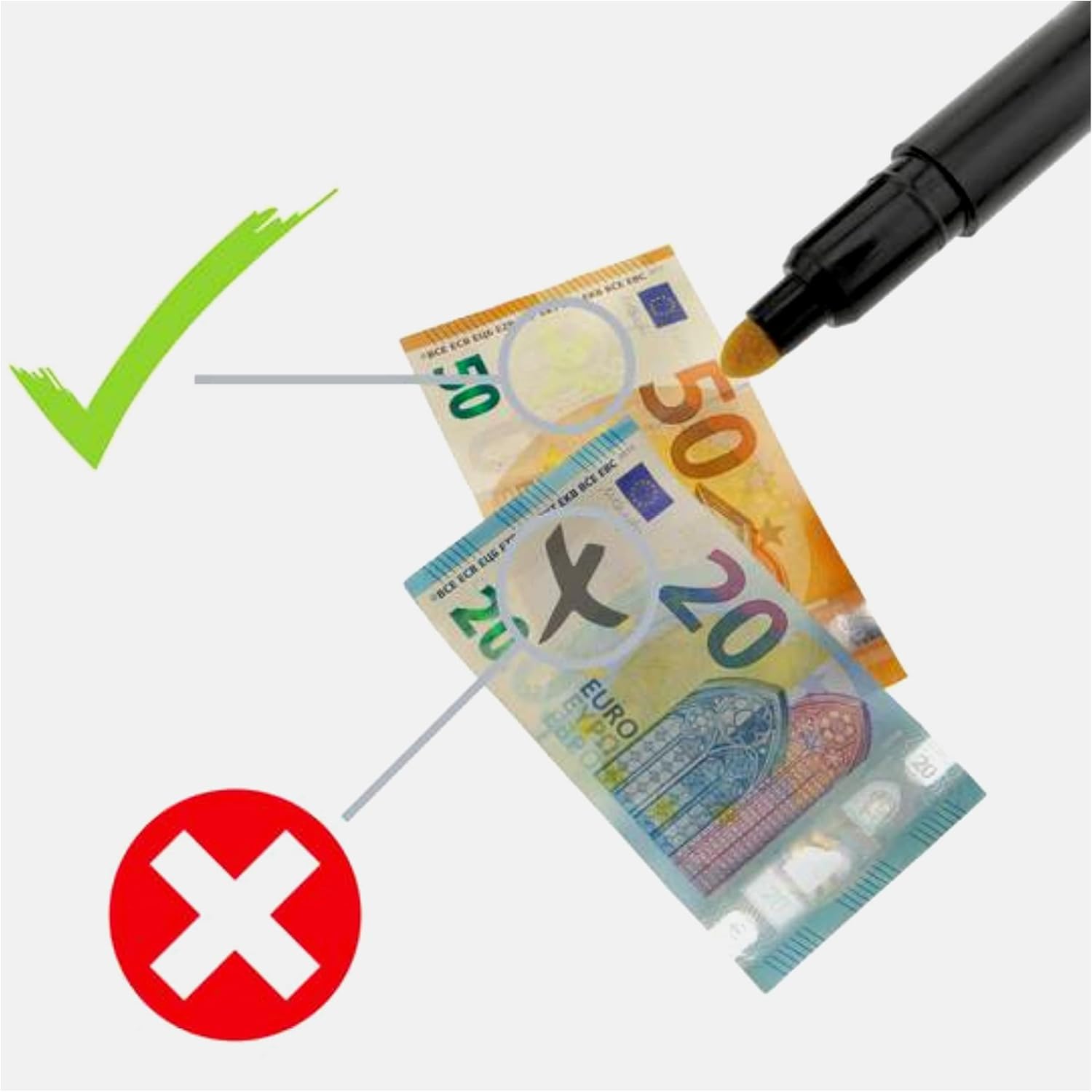 Bolígrafo probador de billetes falsos detector de falsificaciones marcador de control de moneda