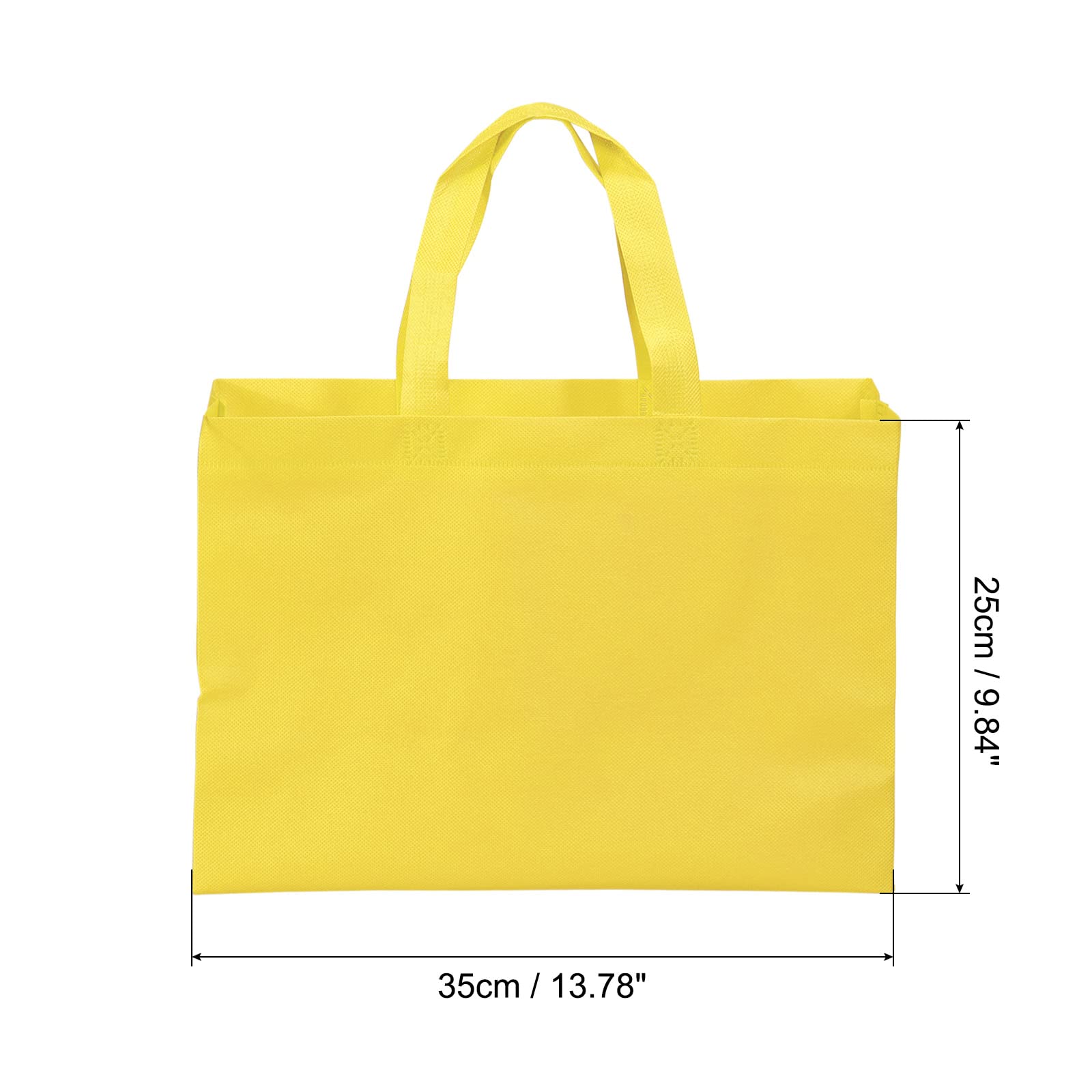 PATIKIL 25x35cm Reusable Gift Bags, 10 Pack Horizontal Style Non-Woven Grocery Tote Bag for Travel Storage Yellow - Image 2