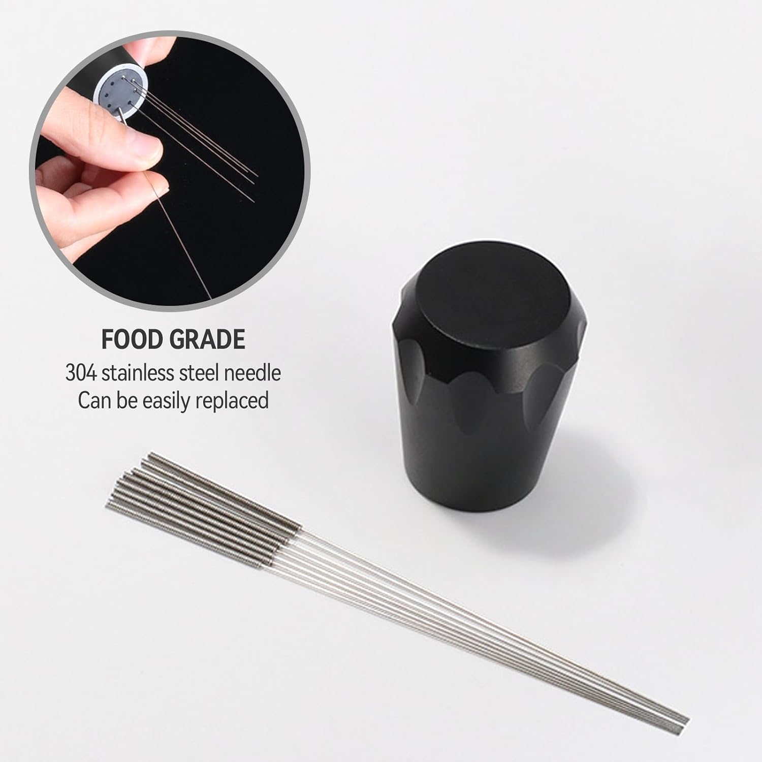 WDT Tool Espresso Distribution Tool 0.25MM 8 Needles Espresso Stirrer for Barista with Stand,Espresso Accessories-Tamper, 304 Stainless Steel WDT Coffee Tool Grounds Needle Whisk Distributor