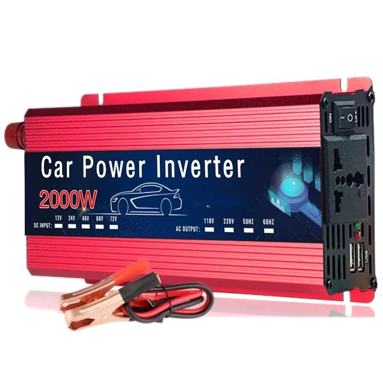 Convertisseur Onduleur Solaire 12V 220V Double USB 500 W 1500 W 2000 W Prise Universelle pour Téléphone Ordinateur Portable Convertisseur de Tension(2000W)