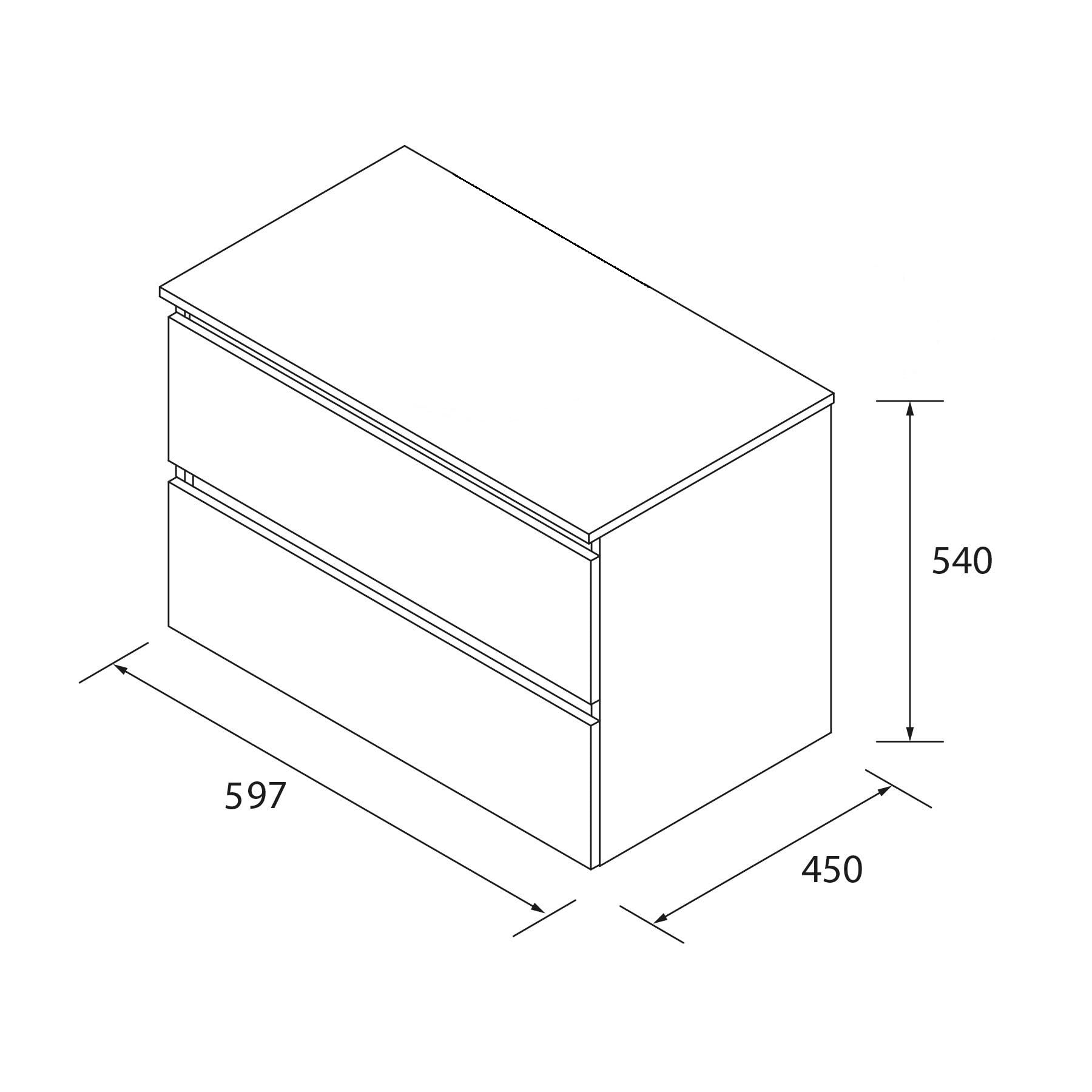 Mueble de Baño BEQUIA 60cm Gris Mate 2 cajones (Sin Lavabo)