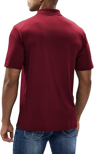 Miniatura 2 de MIER Polo de manga corta para hombre, protección solar, polo de golf, secado rápido