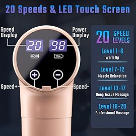 cotsoco Massage Gun Deep Tissue, Muscle Massage Gun with 9 Attachment Heads 20 Speeds & Silent Brushless Motor for Pain Relief, Handheld Percussion Back Massager Gun for Athletes(Pink)