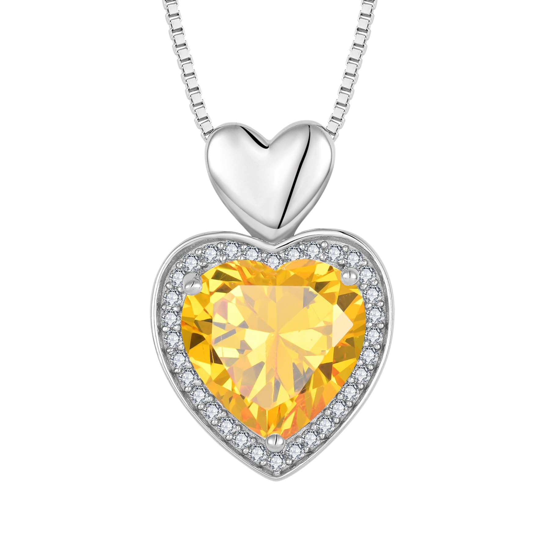 FJ Herz Kette Damen 925 Sterling Silber Geburtsstein Halskette Anhänger Schmuck Geschenke für Sie Frau Freundin Mama