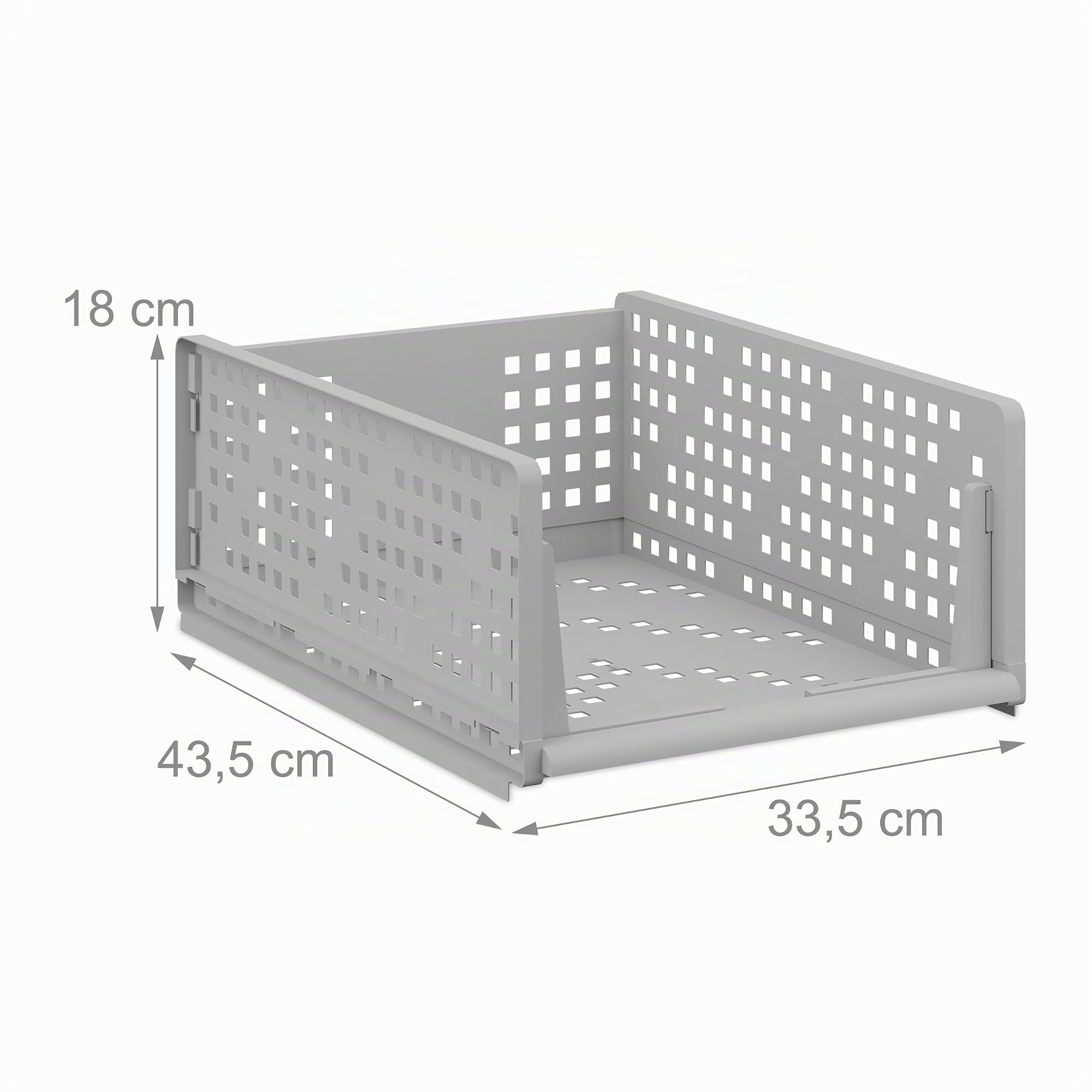 Relaxdays Organizadores de Armario, Set de 3, Cajas Almacenaje Apilables, Extraíbles, Cajones 18 x 33,5 x 43,5 cm, Gris