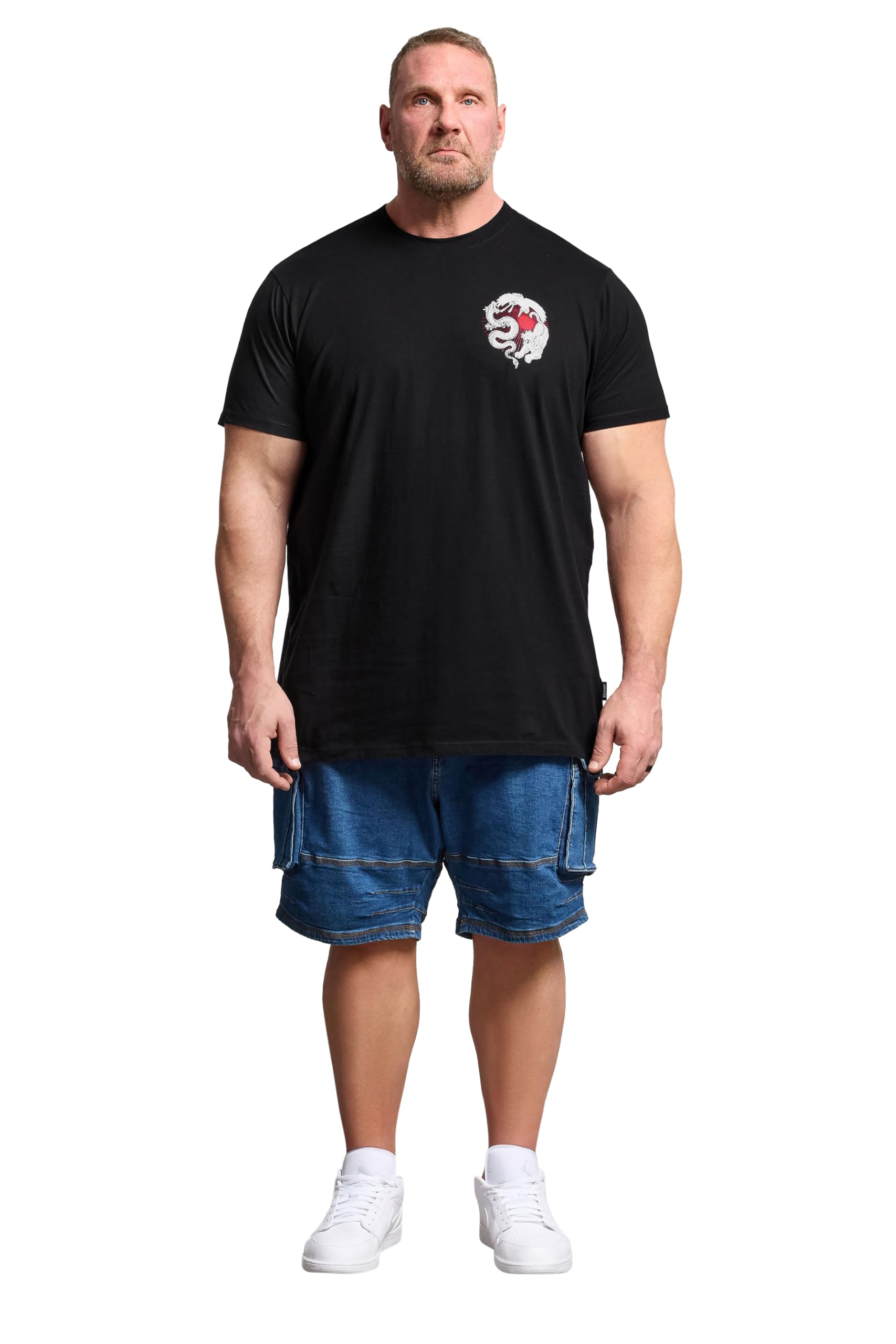 Badrhino Men's Black Big & Tall Extra Long Japanese Animal Graphic T-Shirt - Plus Size Curve