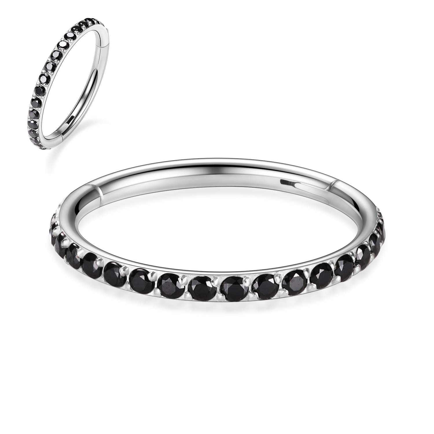 AROWRO 20G 18G 16G 14G CZ Nose Septum Rings Cartilage Conch Earring Hoop 316L Surgical Steel Conch Daith Helix Tragus Piercing Jewelry Septum Clicker for Women Men — view 28