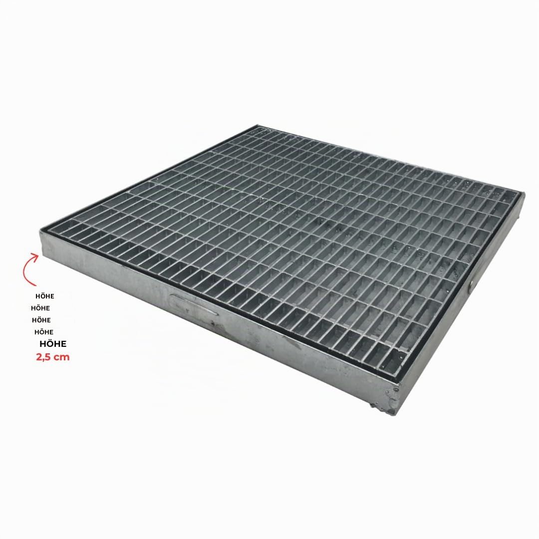 EINSIDE Gitterrost Abflussgitter Feuerverzinkt, Rechteckiges/Quadratisches Bau-Normrost aus verzinktem, 32,5 x 32,5 cm | Nicht befahrbar zertifiziert