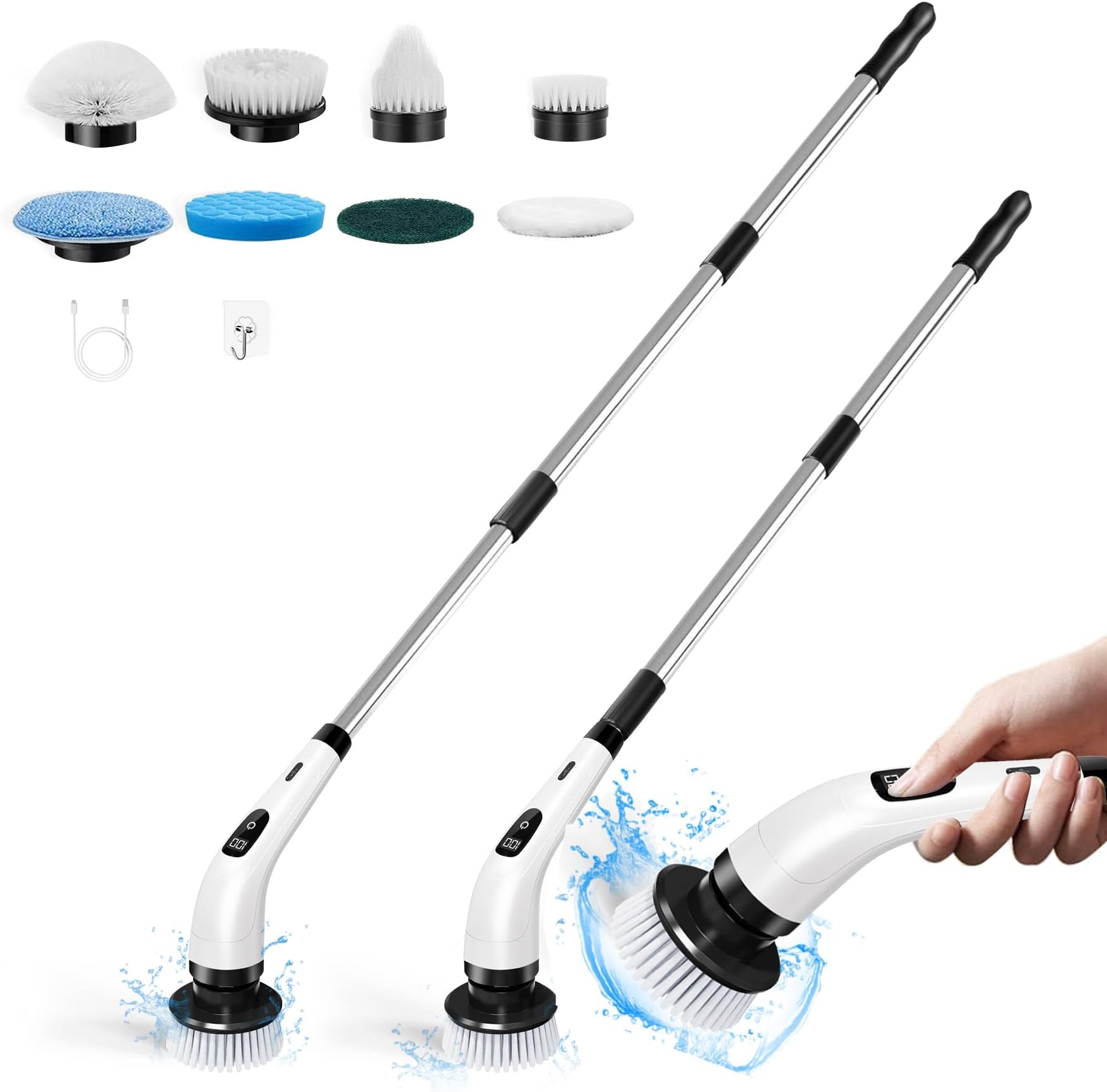 Amazon.com: Inmorven Electric Spin Scrubber Cordless, Cleaning Brush with 8 Replaceable Brush ...