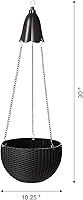 Vista 3 de Glitzhome Maceta colgante de plástico de 30 pulgadas de alto con luces solares, colgador de cesta negra con cadena para plantas