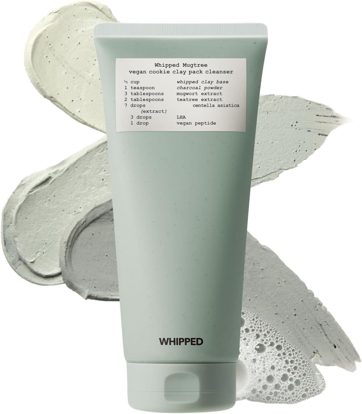 Whipped Korean Face Wash, Doubles as a Face Mask, Clay Charcoal, for Blackheads and Pores, A Deep Cleansing and Exfoliating, Peptide, Vegan Collagen
