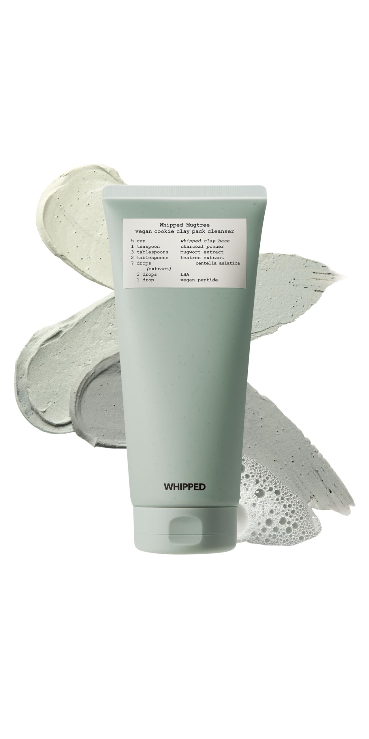 Whipped Charcoal Clay Mask for Blackheads and Pores - A Deep Cleansing Vegan Facial Cleanser and Exfoliating Korean Skincare Face Wash