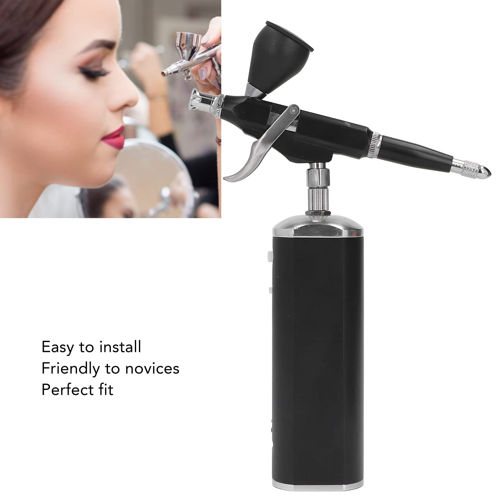 Hyuduo Ensemble d'aérographe Rechargeable Kit d'aérographe sans Fil en Alliage 'aluminium 30Psi Buse de 0,3 Mm Chargement USB 1500 MAh avec Compresseur pour Maquillage Peinture Nail Art Tatouage