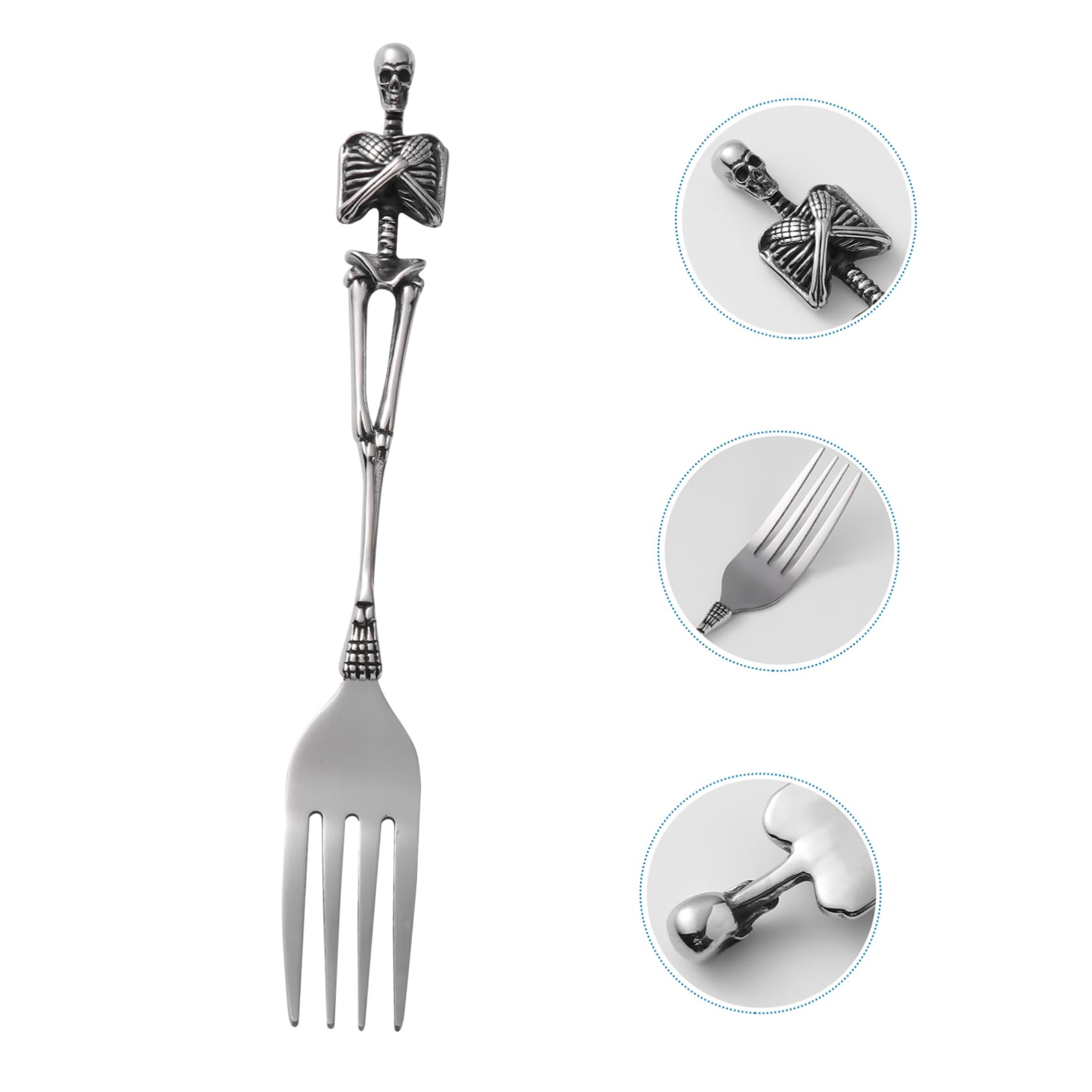 MAGICLULU tenedor cubiertos de calavera de halloween tazón para mezclar pan con tapa vajilla cubiertos horquilla de acero titanio cubiertos de esqueleto Acero inoxidable cuchara
