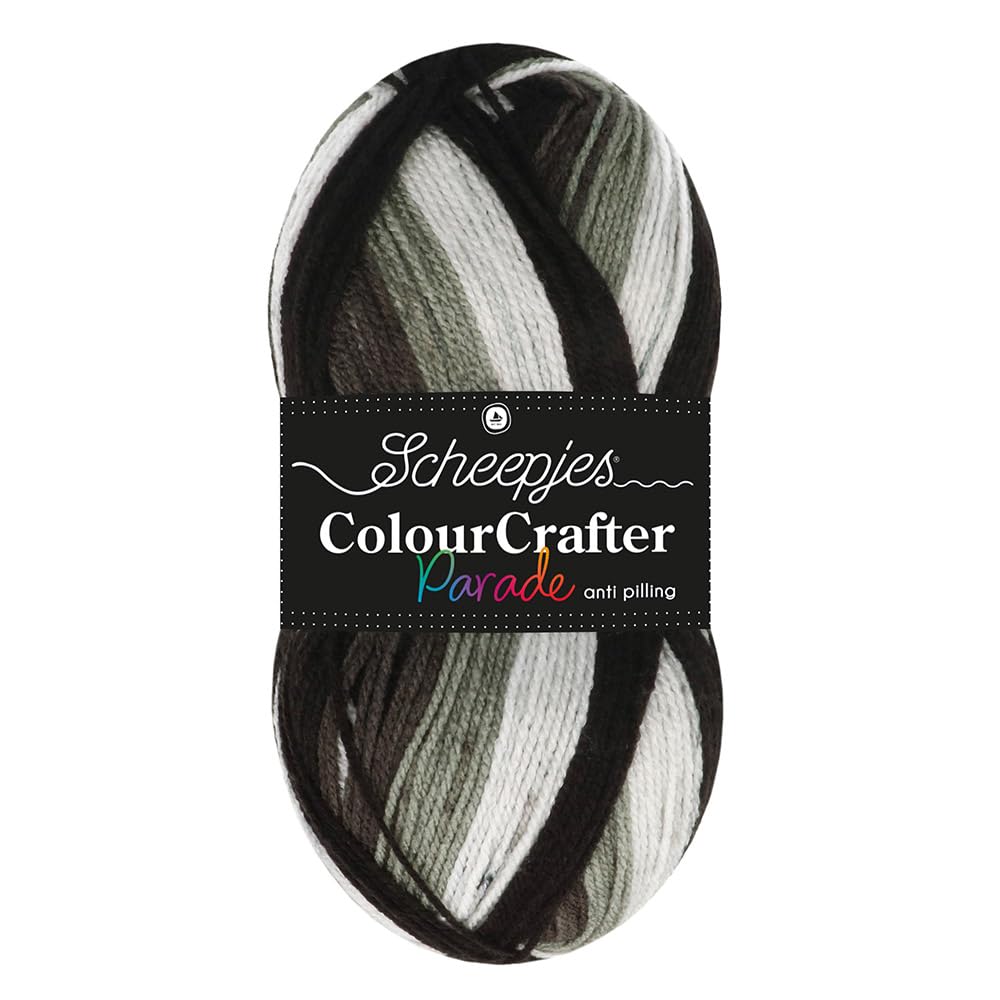 Scheepjes Colour Crafter Parade 1x100g - 408 Grey Blend Crochet and Knitting Yarn, 11 cm