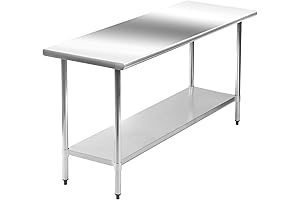 Stainless Steel High Kitchen Table for Residential and Professional Chefs