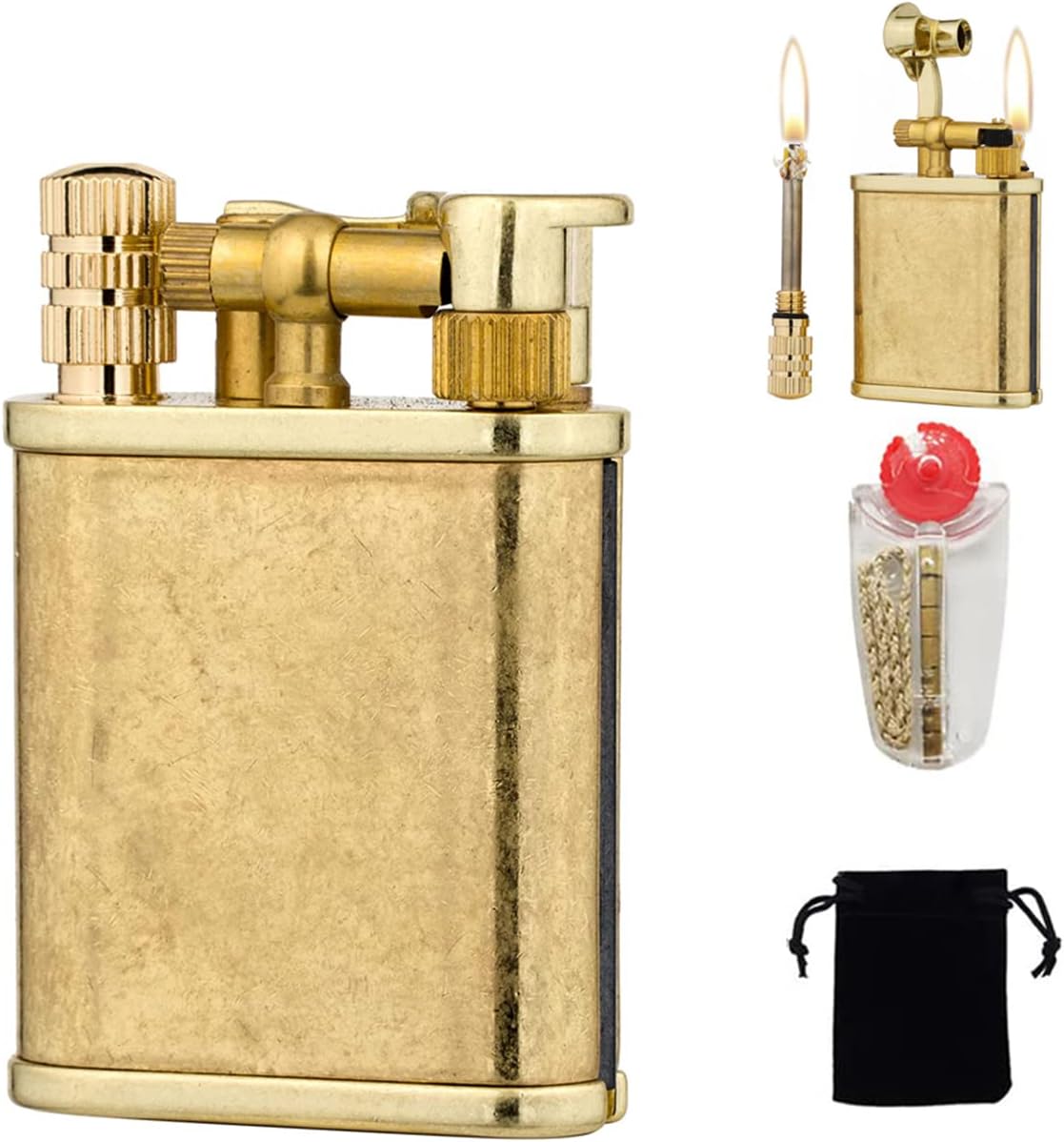 2 in 1 Antique Style Kerosene Lighter, Reusable Metal Wheel for Collection & Gift