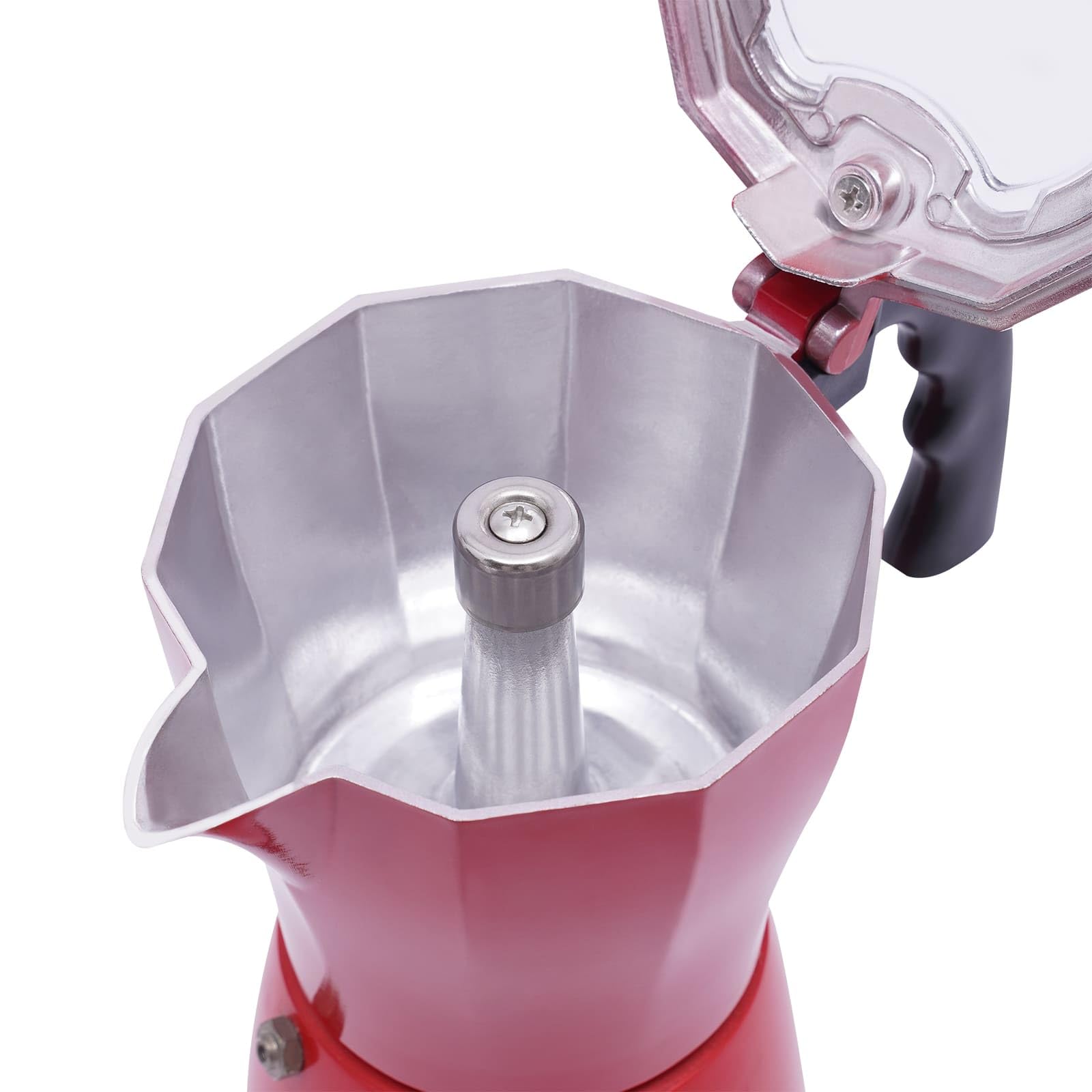 Elektrische Kaffeemaschine 480 W Aluminiumlegierung 360° drehbar 300 ml 10,2 x 19,5 cm rot