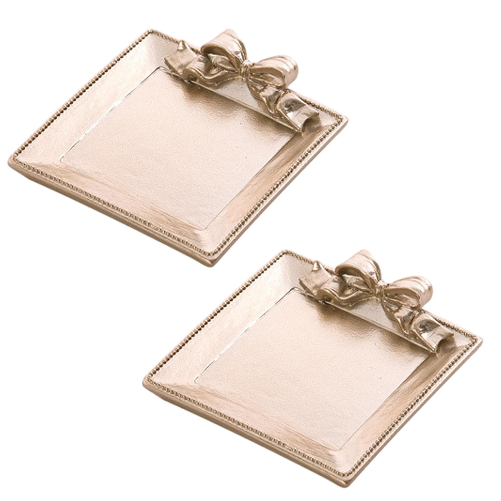 Glifora Decorative Bow Resin Jewellery Tray - Matte Gold Ring Dish, Trinket Holder, Vintage Style Storage Organiser for Rings, Earrings, Necklaces, Hairpins - Gift