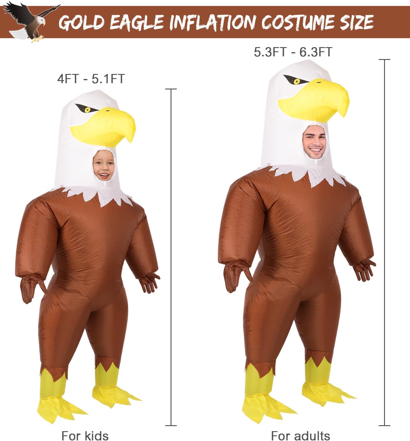 M MH ZONE Halloween Inflatable Costume for Kids Eagle Costume Blow-Up Party with Battery-Powered Fan, Full-Body Funny Cosplay Suit for Halloween, Christmas, Carnival