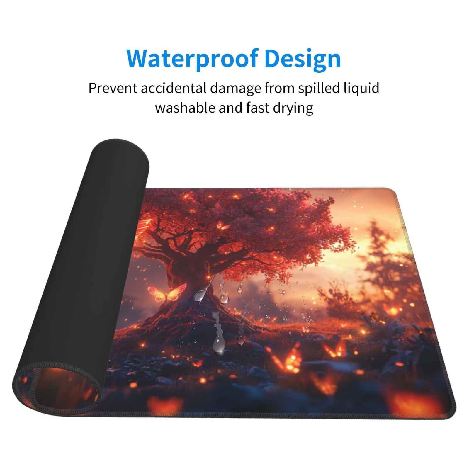 Tappetino Mouse Gioco Papillons arbres, XXL 1600 x 800 mm Grande Mouse Pad, Tappetino Scrivania con Base in Gomma Antiscivolo impermeabile, Mouse Mat con Bordi Cuciti per Computer, PC, Laptop H-450